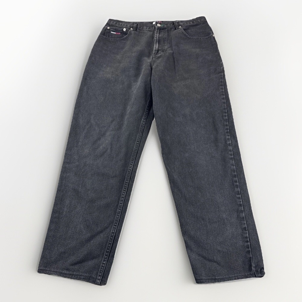 Tommy Hilfiger Jeans Mens 34x29 Black Denim Pants Y2K Skater Hip Hop Vintage